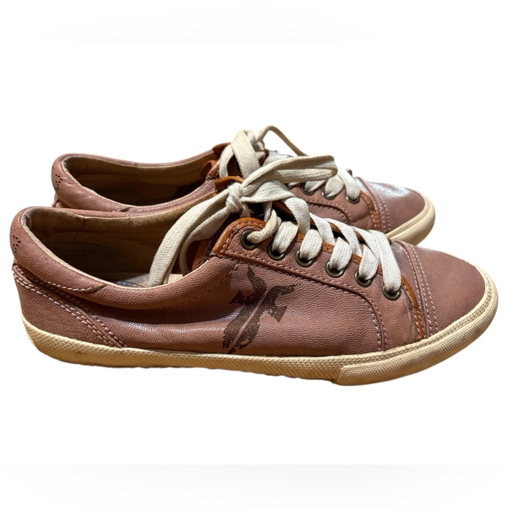 Frye Kira Low Top Women's Shoes 8.5 Purple Leather Distressed Sneakers